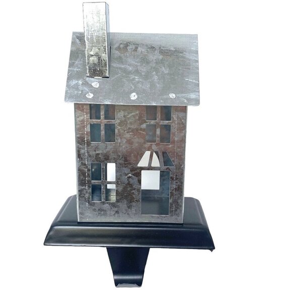 Christmas House Stocking Holder Galvanized Metal 7.5"  Rustic Farmhouse - Picture 1 of 6